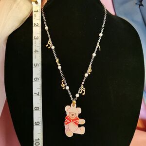 Pink Glitter Bear Cute Necklace Women's Pendant Lolita Costume Jewelry Halloween